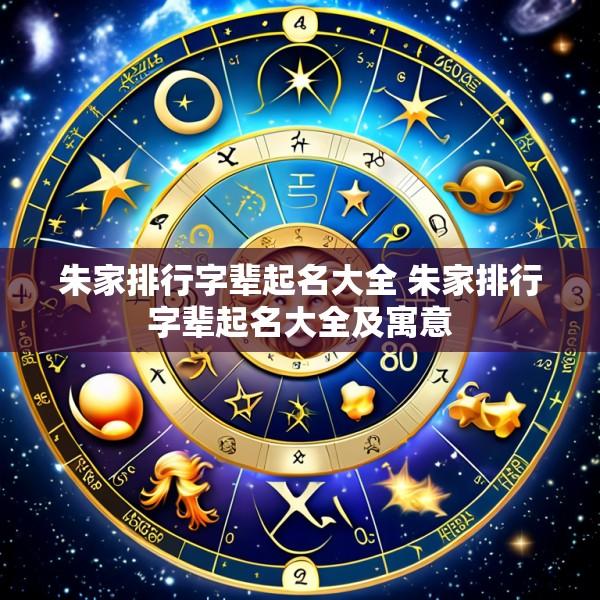 朱家排行字辈起名大全 朱家排行字辈起名大全及寓意