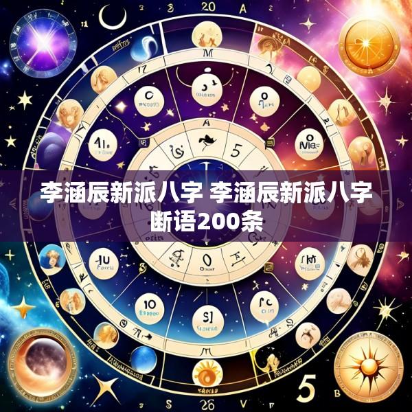 李涵辰新派八字 李涵辰新派八字断语200条