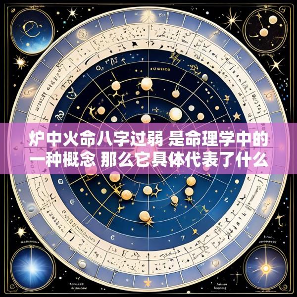 炉中火命八字过弱 是命理学中的一种概念 那么它具体代表了什么含义呢