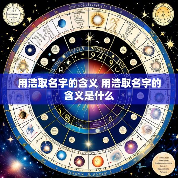 用浩取名字的含义 用浩取名字的含义是什么