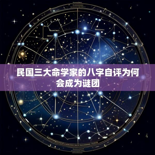 民国三大命学家的八字自评为何会成为谜团