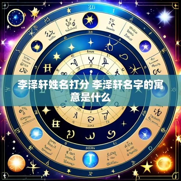 李泽轩姓名打分 李泽轩名字的寓意是什么