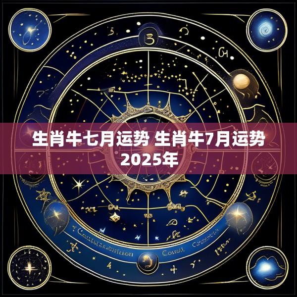 生肖牛七月运势 生肖牛7月运势2025年