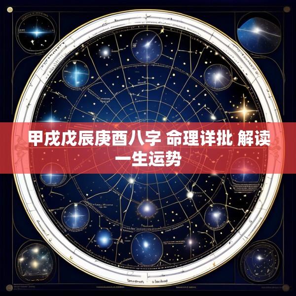 甲戌戊辰庚酉八字 命理详批 解读一生运势