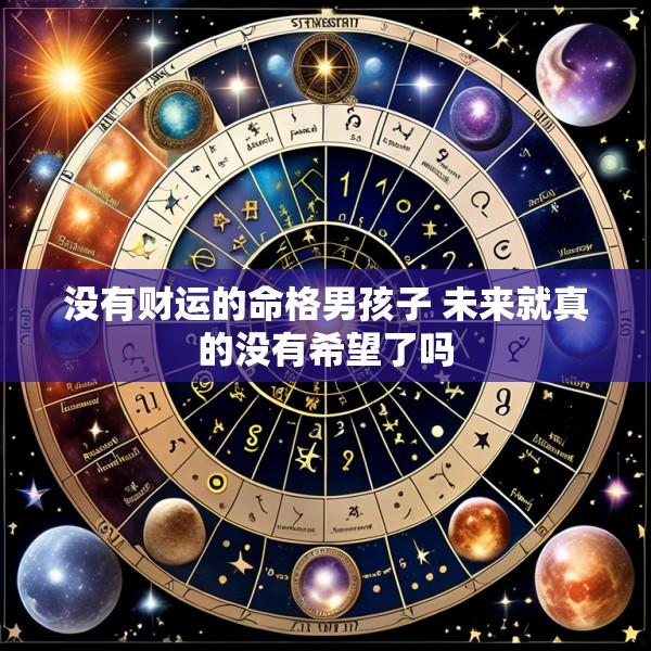 没有财运的命格男孩子 未来就真的没有希望了吗