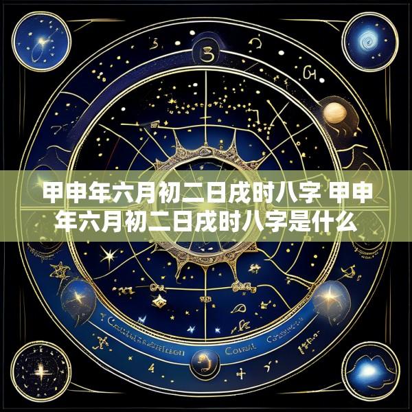 甲申年六月初二日戌时八字 甲申年六月初二日戌时八字是什么