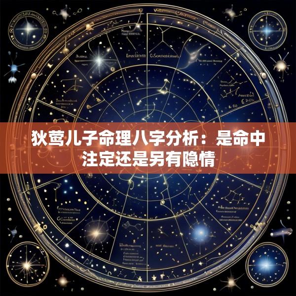 狄莺儿子命理八字分析:是命中注定还是另有隐情