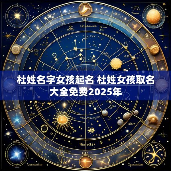 杜姓名字女孩起名 杜姓女孩取名大全免费2025年