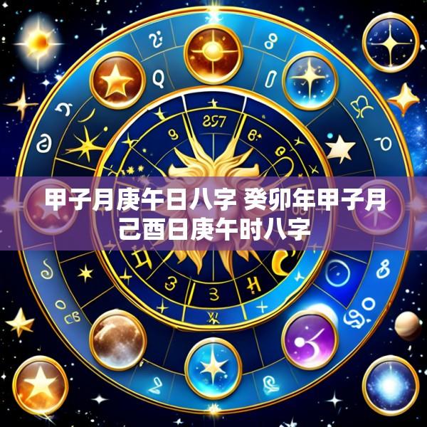甲子月庚午日八字 癸卯年甲子月己酉日庚午时八字