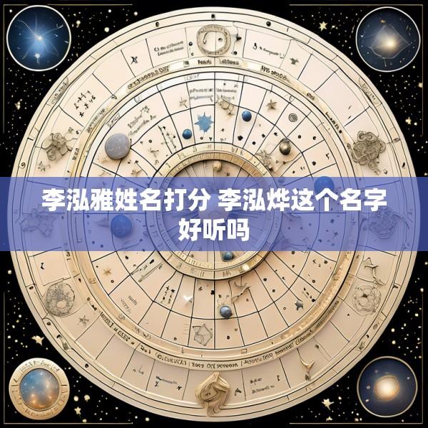 李泓雅姓名打分 李泓烨这个名字好听吗