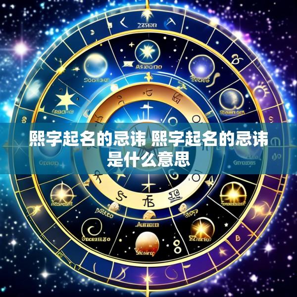 熙字起名的忌讳 熙字起名的忌讳是什么意思