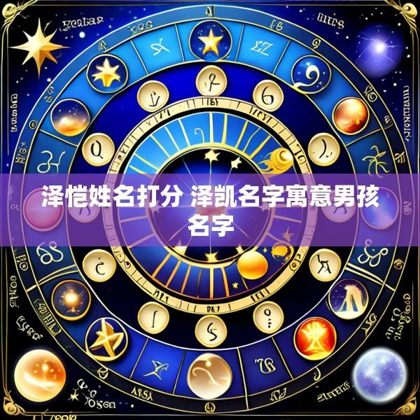 泽恺姓名打分 泽凯名字寓意男孩名字