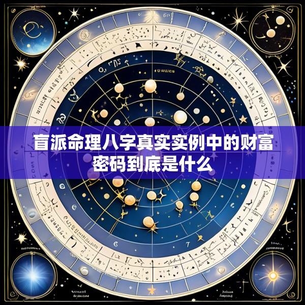 盲派命理八字真实实例中的财富密码到底是什么