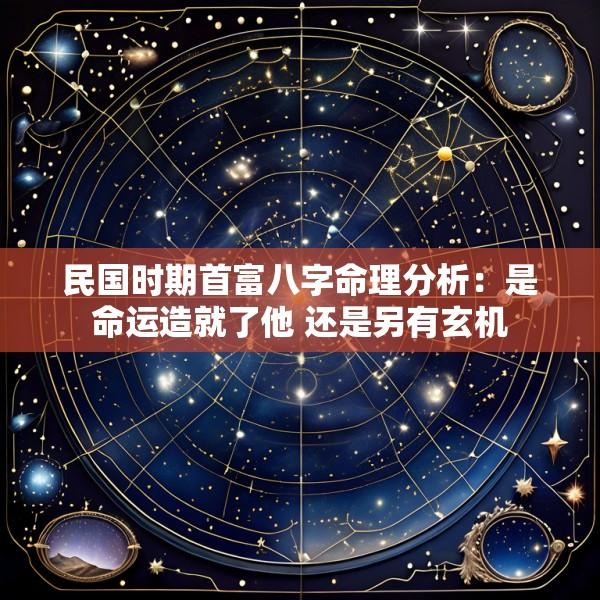 民国时期首富八字命理分析：是命运造就了他 还是另有玄机