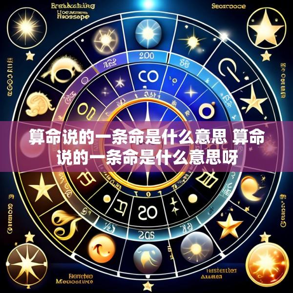 算命说的一条命是什么意思 算命说的一条命是什么意思呀
