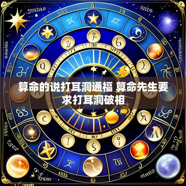 算命的说打耳洞通福 算命先生要求打耳洞破相