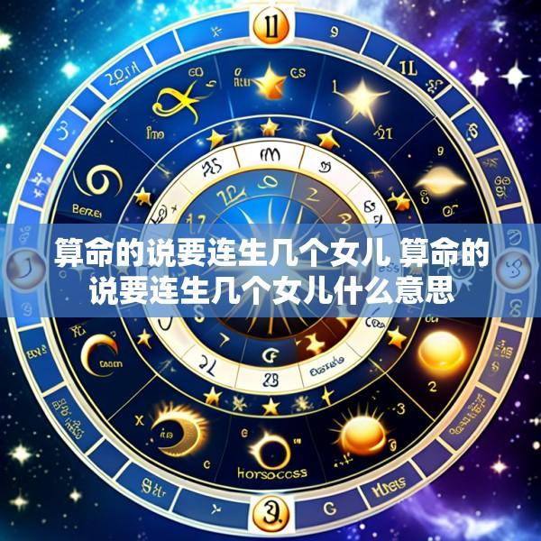 算命的说要连生几个女儿 算命的说要连生几个女儿什么意思