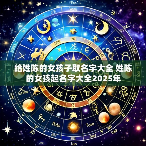 给姓陈的女孩子取名字大全 姓陈的女孩起名字大全2025年