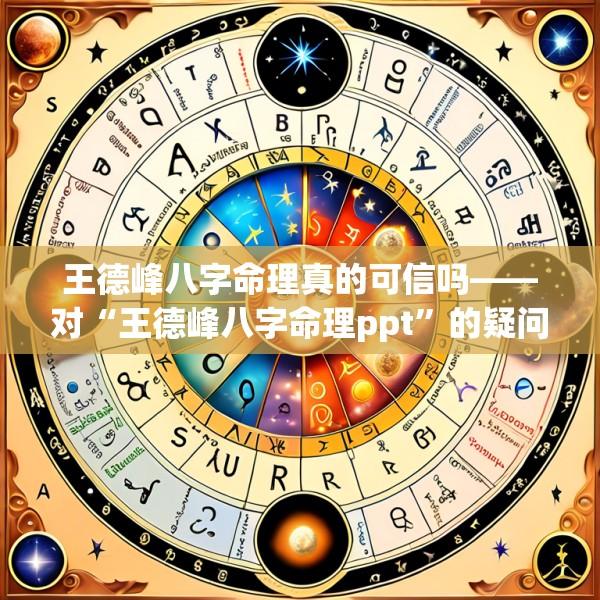 王德峰八字命理真的可信吗——对“王德峰八字命理ppt”的疑问