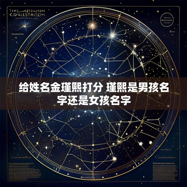 给姓名金瑾熙打分 瑾熙是男孩名字还是女孩名字