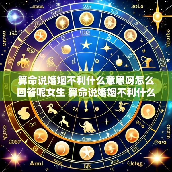 算命说婚姻不利什么意思呀怎么回答呢女生 算命说婚姻不利什么意思呀怎么回答呢女生的话