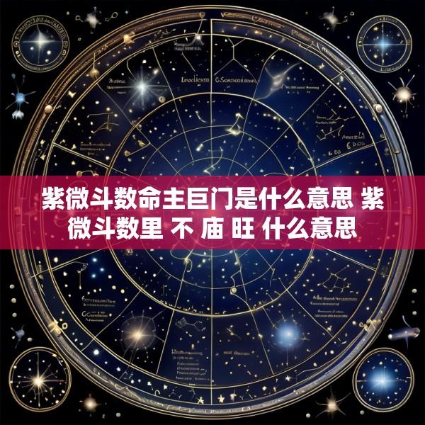 紫微斗数命主巨门是什么意思 紫微斗数里 不 庙 旺 什么意思