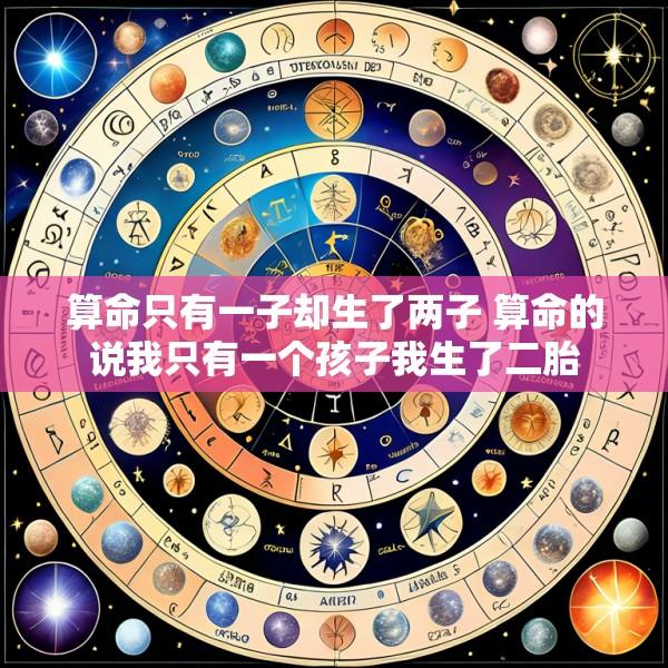 算命只有一子却生了两子 算命的说我只有一个孩子我生了二胎
