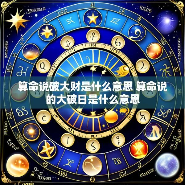 算命说破大财是什么意思 算命说的大破日是什么意思