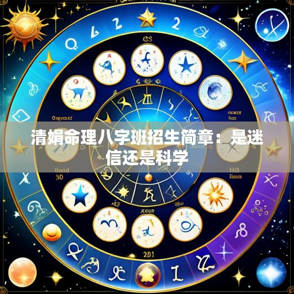 清娟命理八字班招生简章：是迷信还是科学