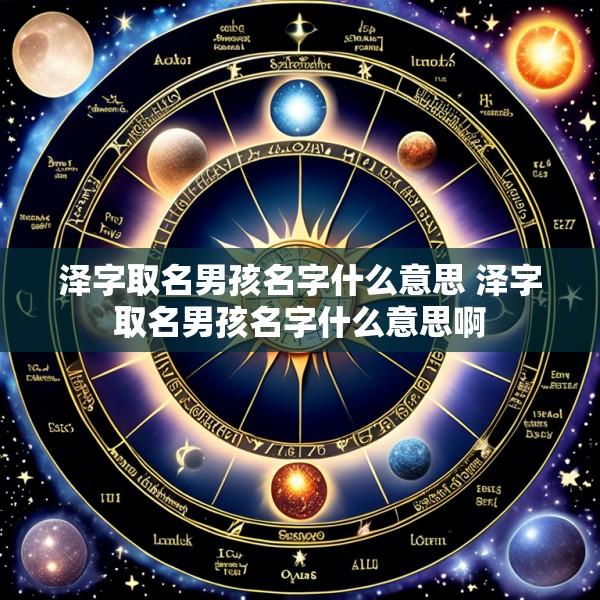 泽字取名男孩名字什么意思 泽字取名男孩名字什么意思啊