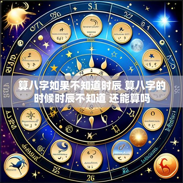 算八字如果不知道时辰 算八字的时候时辰不知道 还能算吗