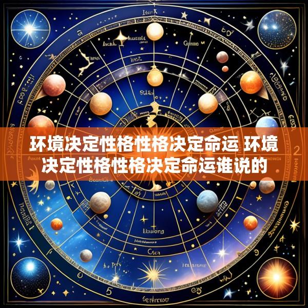 环境决定性格性格决定命运 环境决定性格性格决定命运谁说的