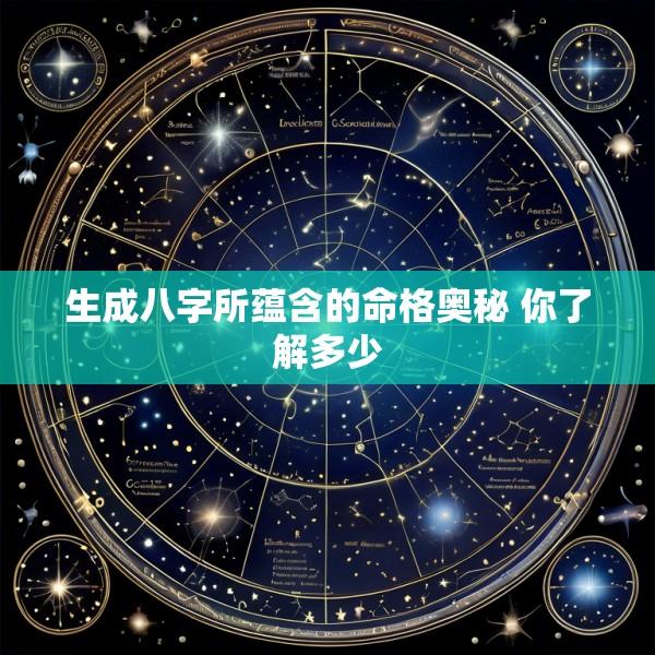 生成八字所蕴含的命格奥秘 你了解多少
