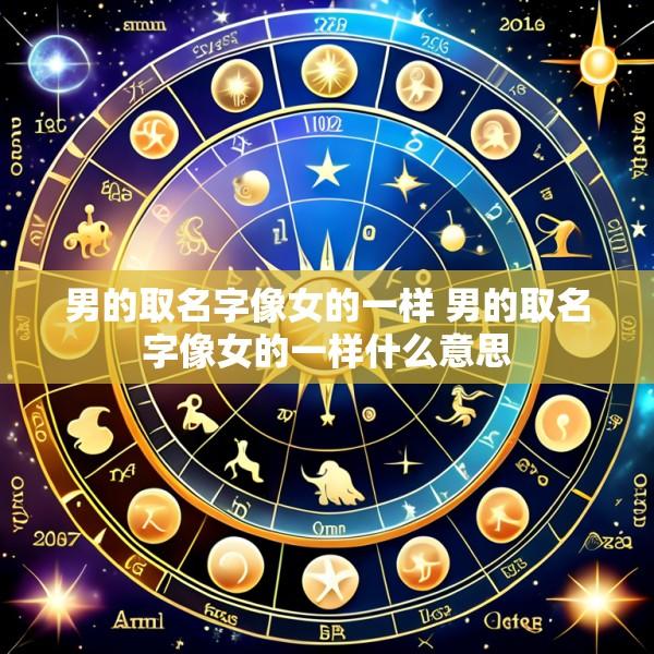 男的取名字像女的一样 男的取名字像女的一样什么意思