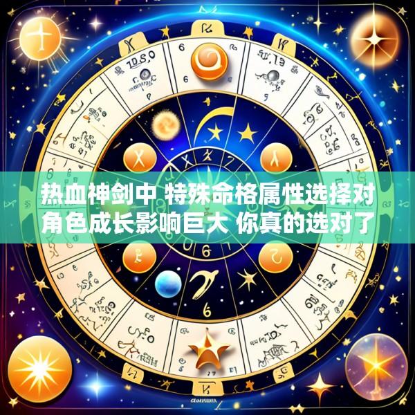 热血神剑中 特殊命格属性选择对角色成长影响巨大 你真的选对了吗