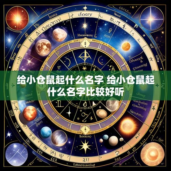 给小仓鼠起什么名字 给小仓鼠起什么名字比较好听