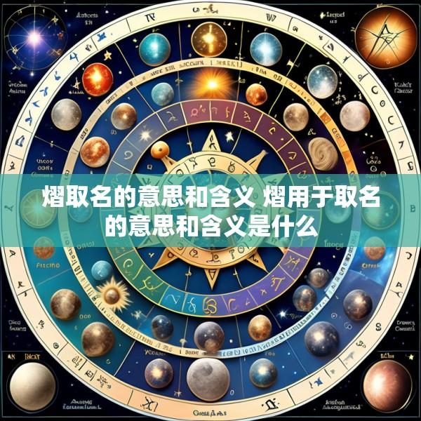 熠取名的意思和含义 熠用于取名的意思和含义是什么