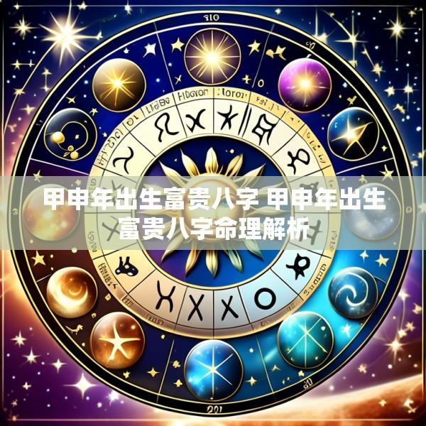 甲申年出生富贵八字 甲申年出生富贵八字命理解析