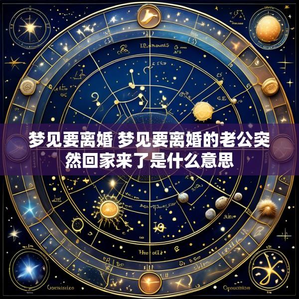 梦见要离婚 梦见要离婚的老公突然回家来了是什么意思