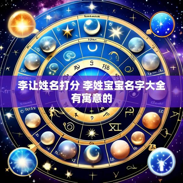 李让姓名打分 李姓宝宝名字大全有寓意的