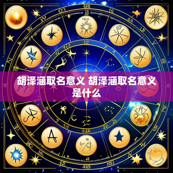 胡泽涵取名意义 胡泽涵取名意义是什么