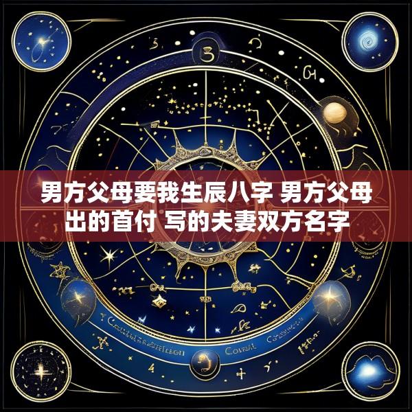 男方父母要我生辰八字 男方父母出的首付 写的夫妻双方名字