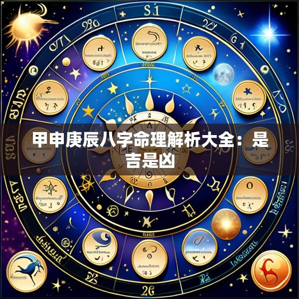 甲申庚辰八字命理解析大全：是吉是凶