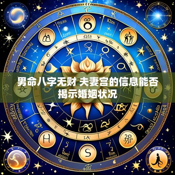 男命八字无财 夫妻宫的信息能否揭示婚姻状况
