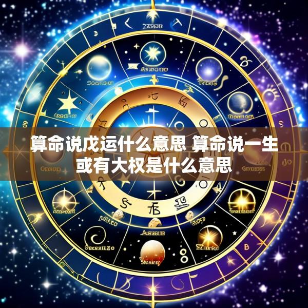 算命说戊运什么意思 算命说一生或有大权是什么意思