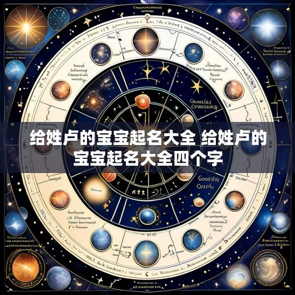 给姓卢的宝宝起名大全 给姓卢的宝宝起名大全四个字