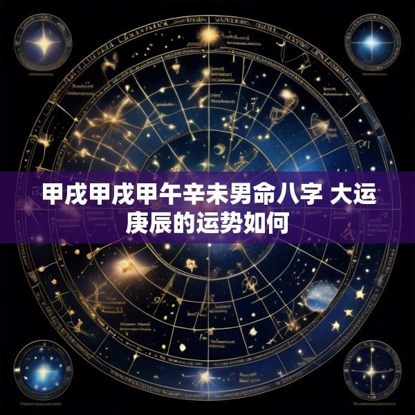 甲戌甲戌甲午辛未男命八字 大运庚辰的运势如何