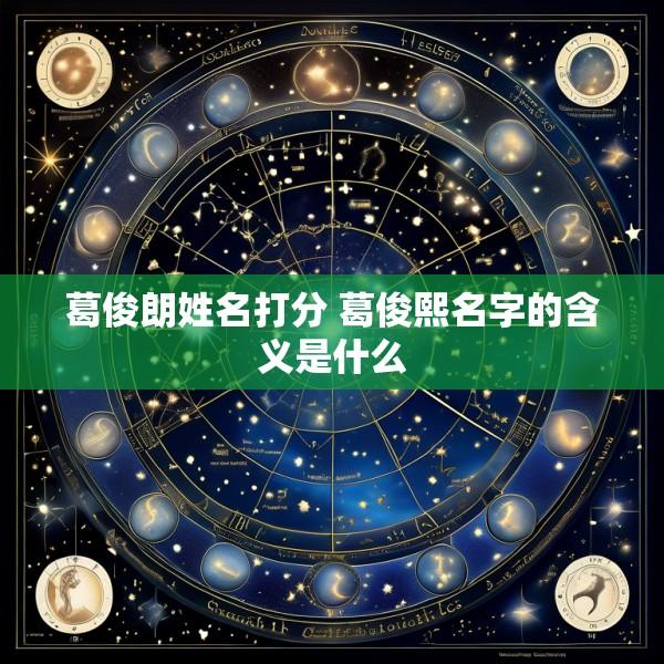 葛俊朗姓名打分 葛俊熙名字的含义是什么