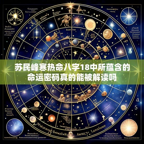 苏民峰寒热命八字18中所蕴含的命运密码真的能被解读吗