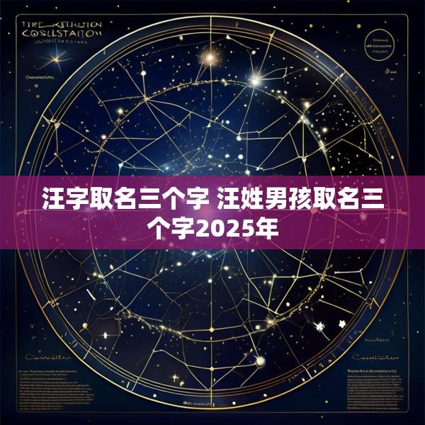 汪字取名三个字 汪姓男孩取名三个字2025年